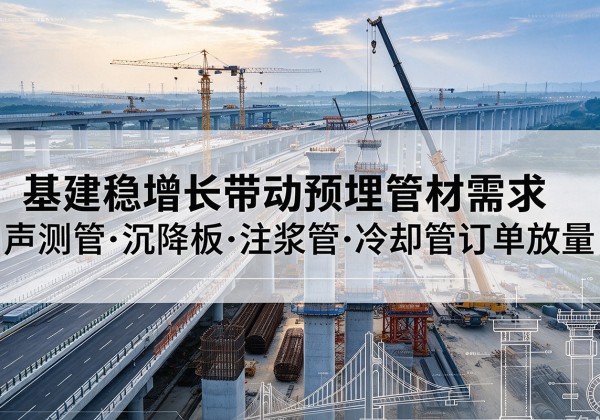 容城基建稳增长带动预埋监测管材需求，声测管、沉降板、注浆管订单持续放量
